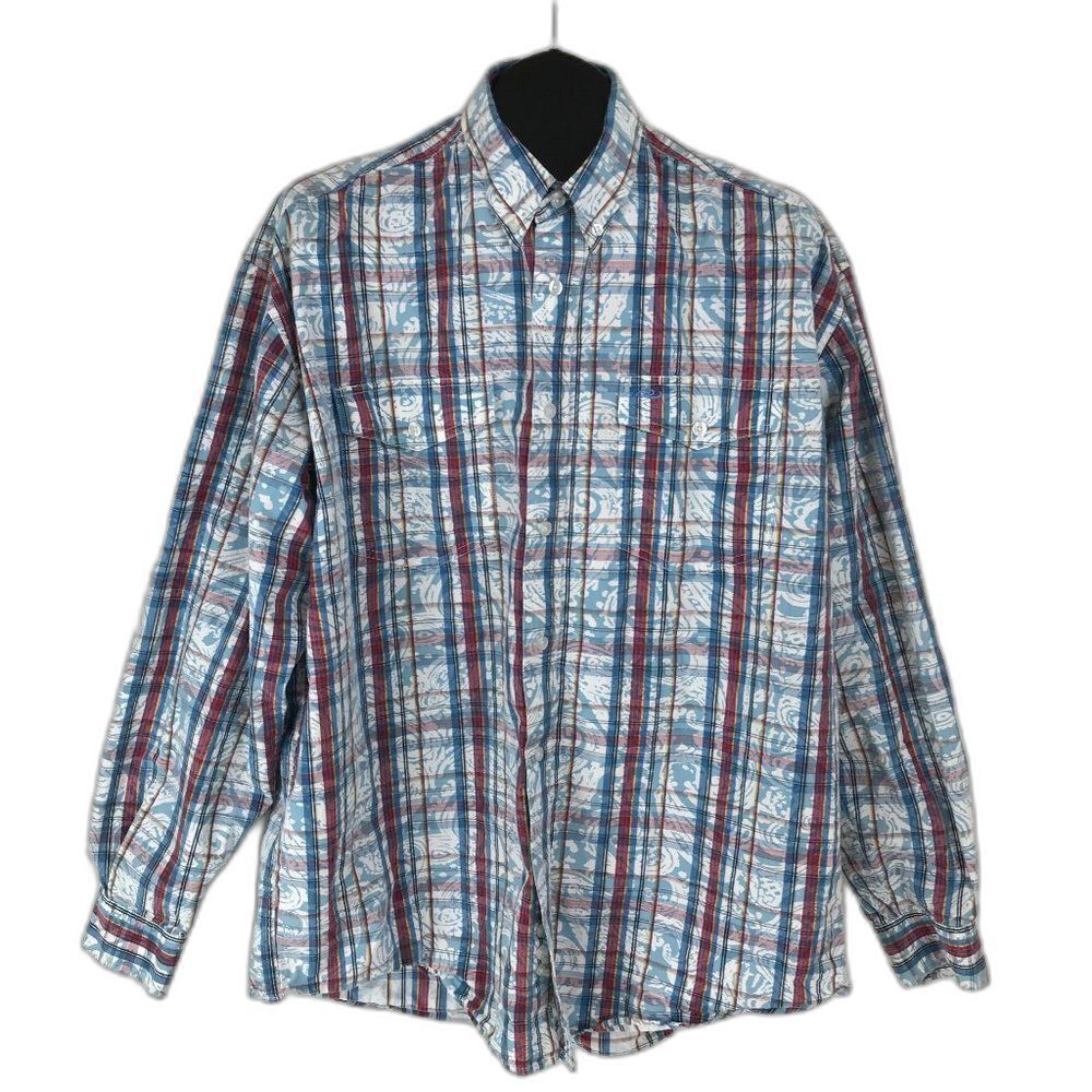 Roper Button Down Shirt Men's Large Western Casual Plaid Long Sleeve